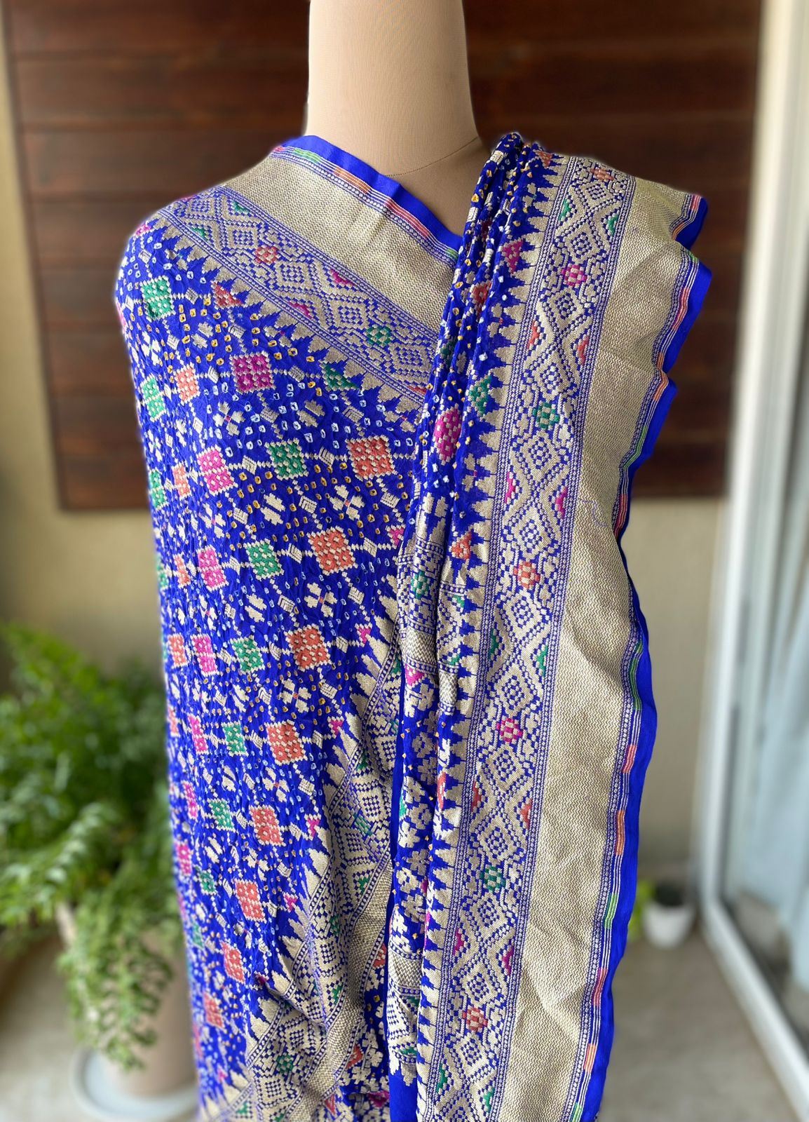Nargis - Blue Meenakari Bandhani Dupatta