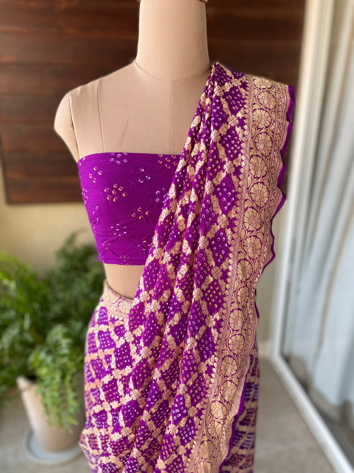 Manya - Purple Sangeet Bandhani Banarasi Saree