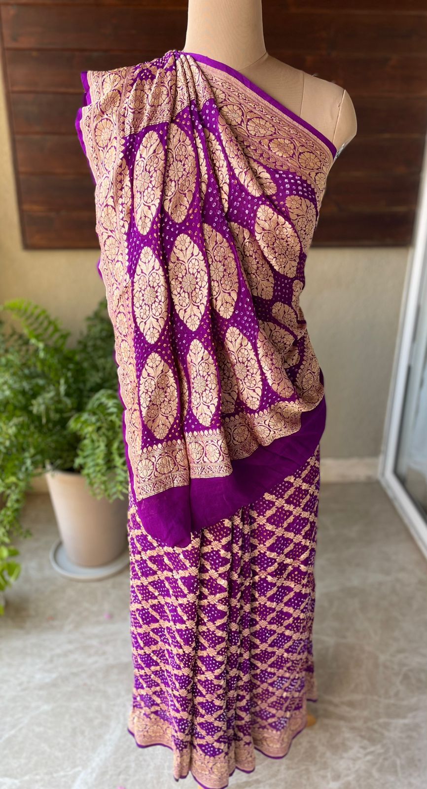 Manya - Purple Sangeet Bandhani Banarasi Saree