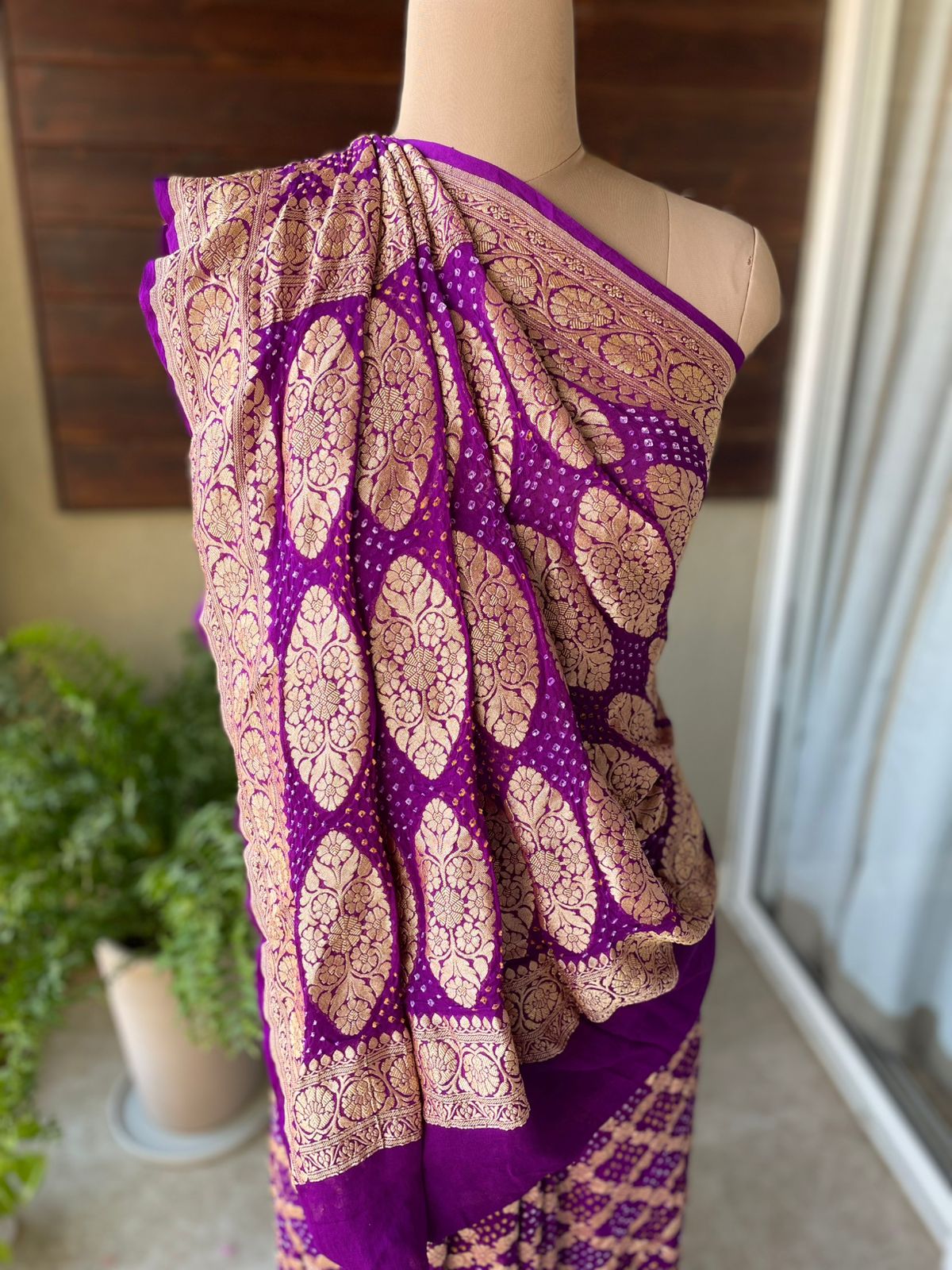 Manya - Purple Sangeet Bandhani Banarasi Saree