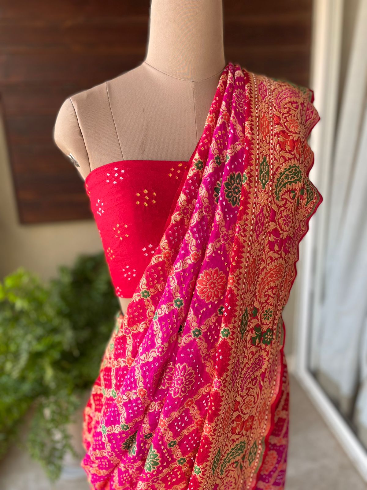 Jaya - Red & Pink Meenakari Tilfi Saree
