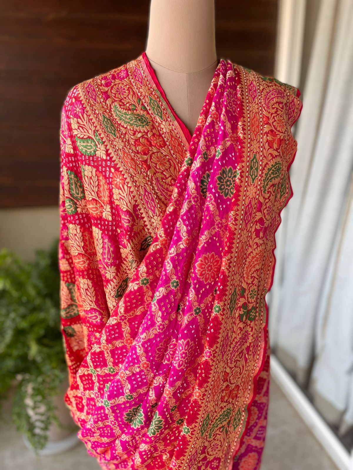 Jaya - Red & Pink Meenakari Tilfi Saree