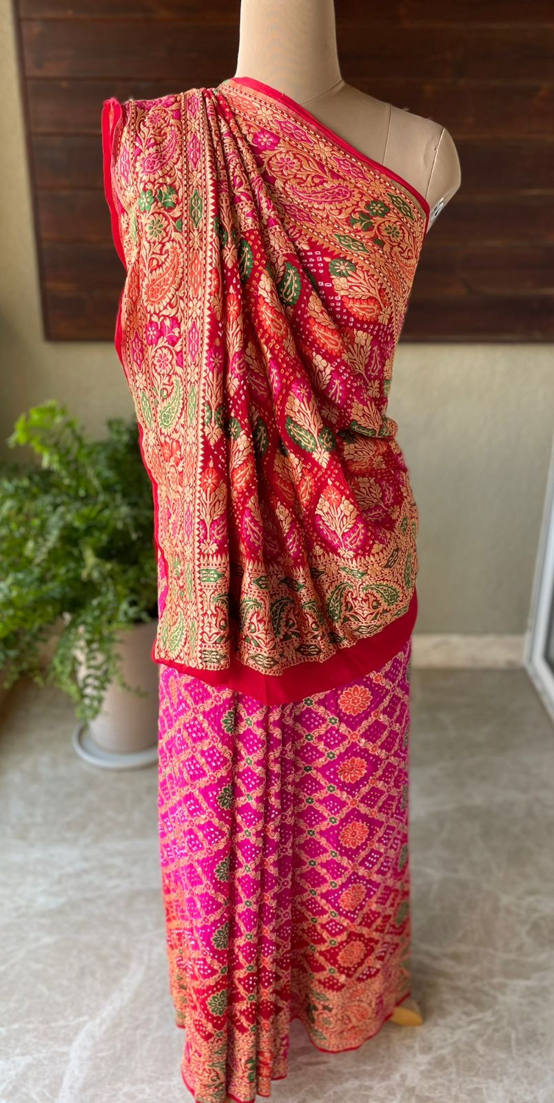 Jaya - Red & Pink Meenakari Tilfi Saree