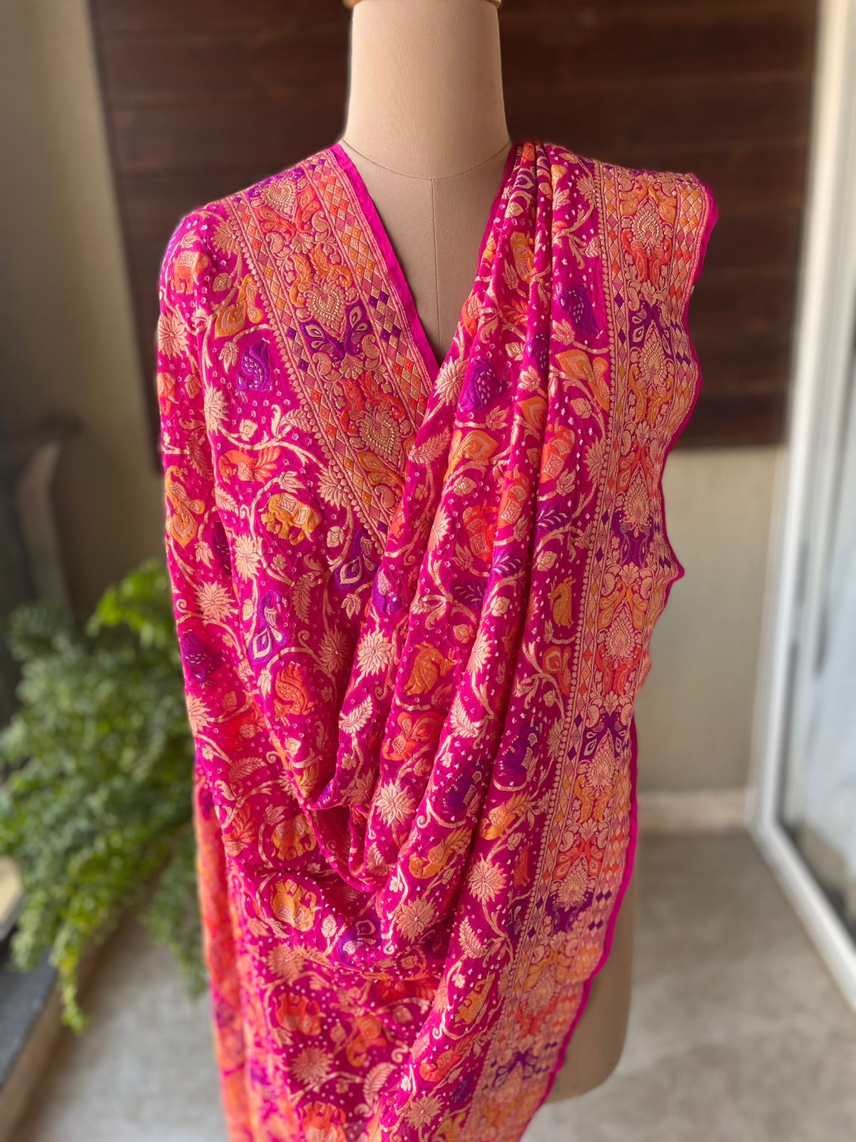 Hansika - Pink Meenakari Tilfi Dupatta