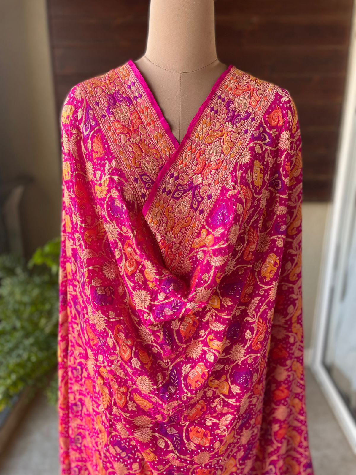 Hansika - Pink Meenakari Tilfi Dupatta