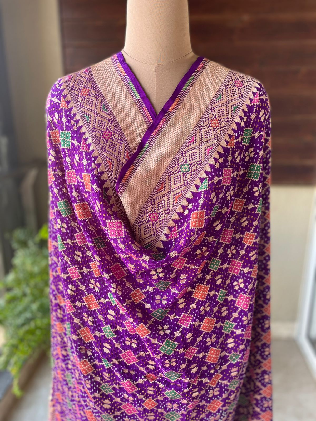 Jagruti - Purple Meenakari Bandhani Dupatta