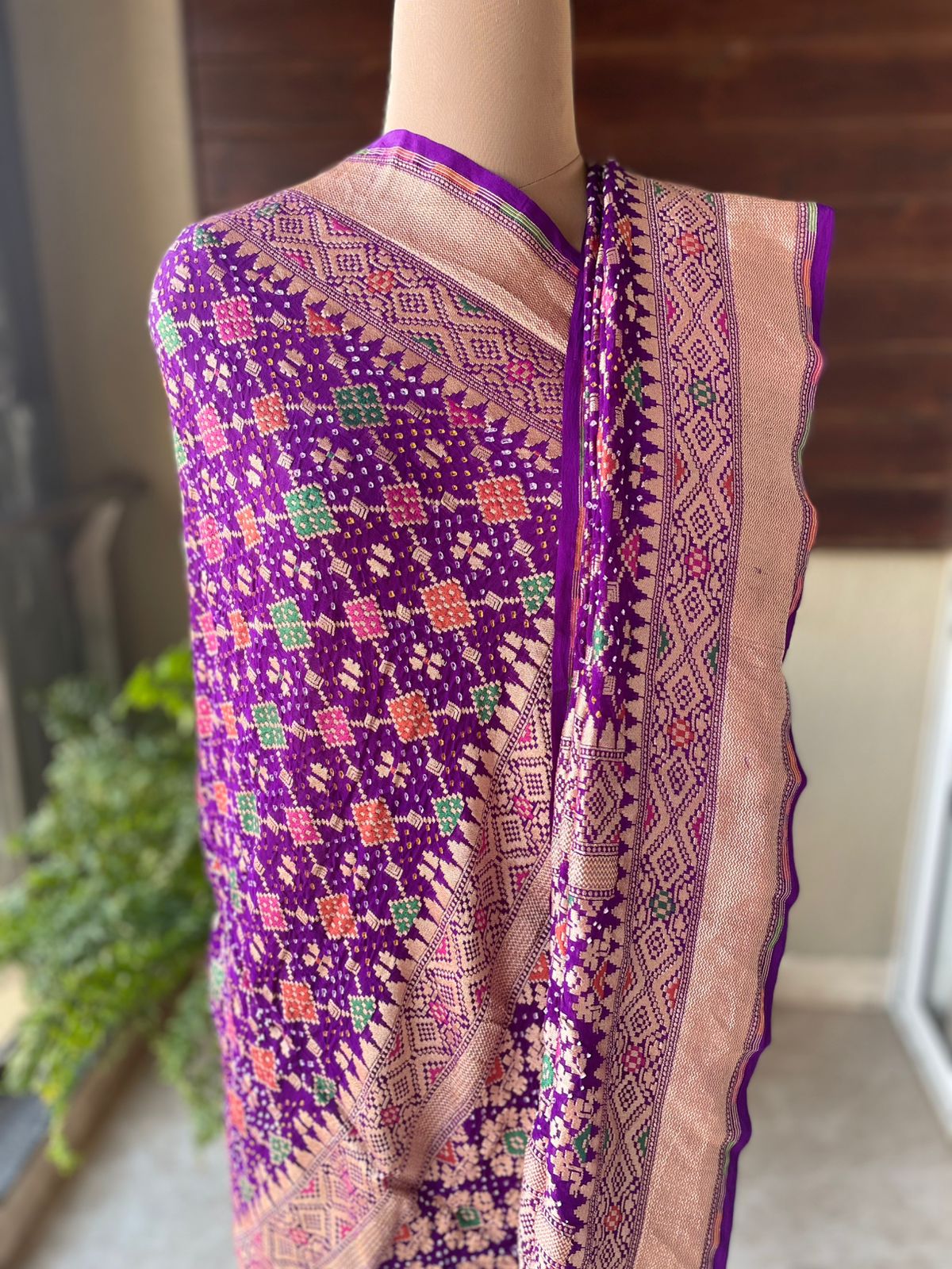 Jagruti - Purple Meenakari Bandhani Dupatta