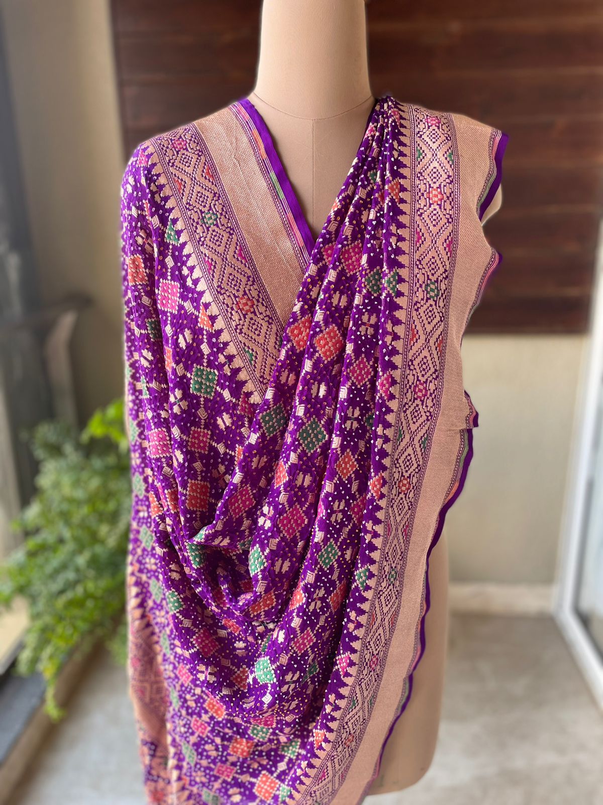 Jagruti - Purple Meenakari Bandhani Dupatta