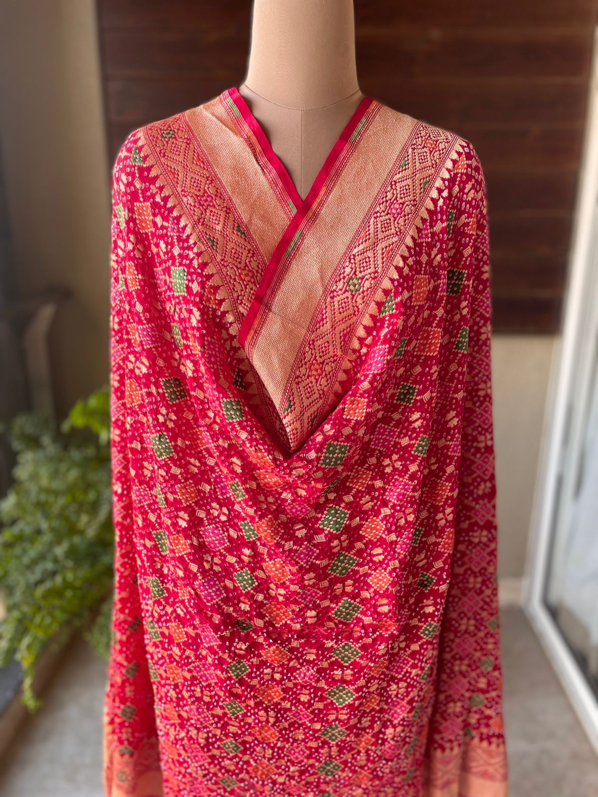 Zenia - Rose Pink Meenakari Bandhani Dupatta
