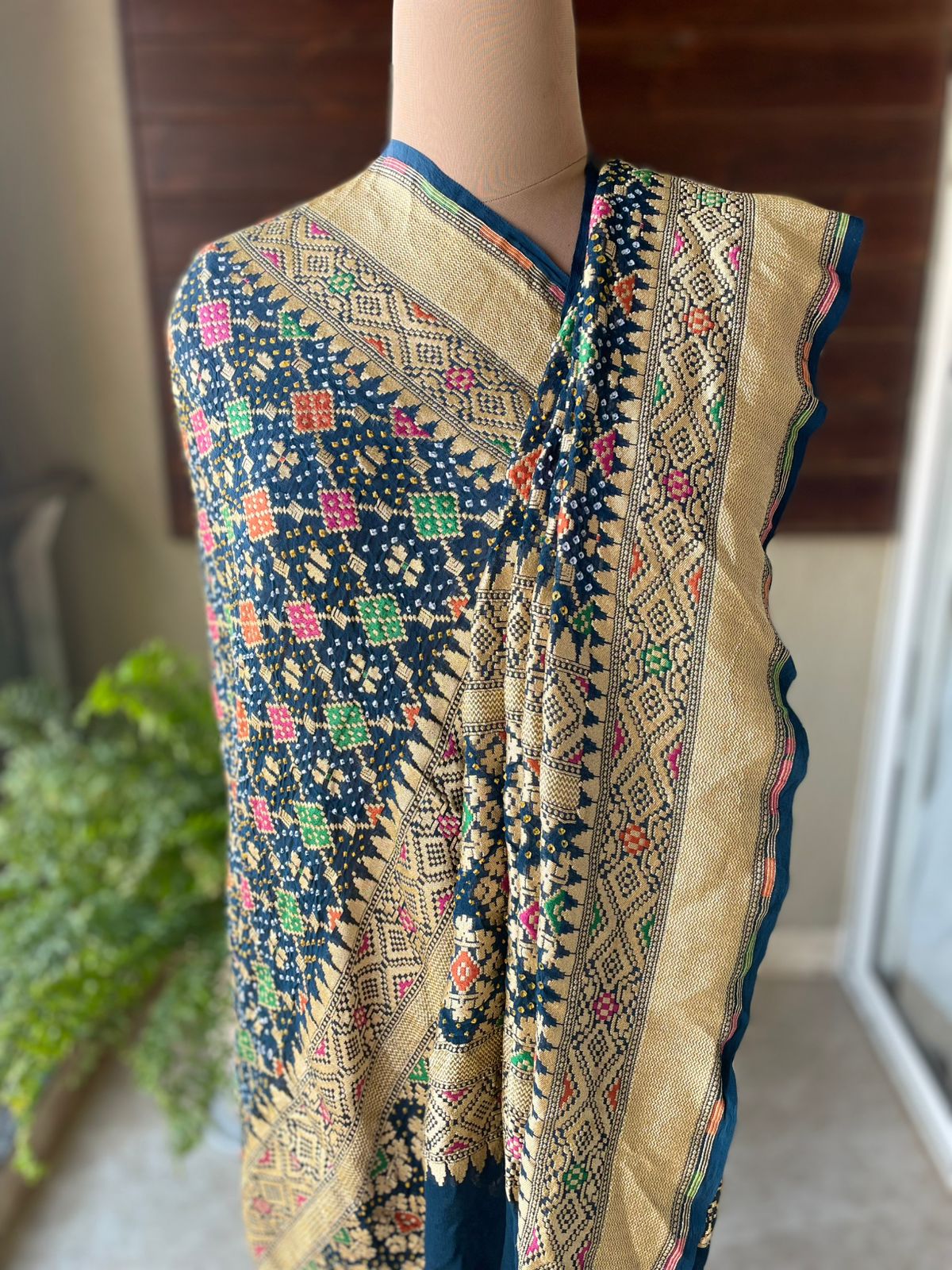 Abeer - Blue Meenakari Bandhani Dupatta