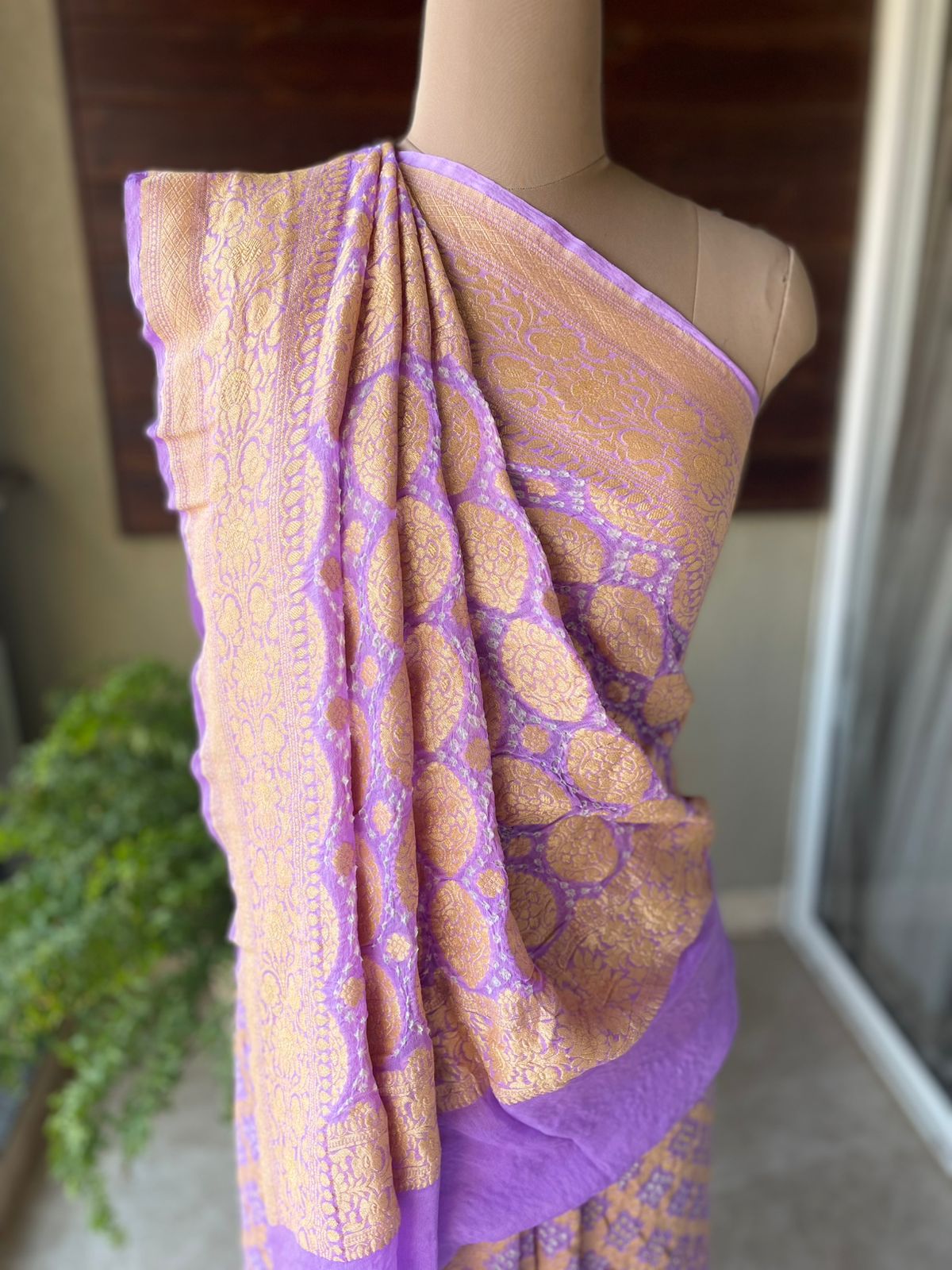 Astriti - Lavender Bandhani Banarasi Saree