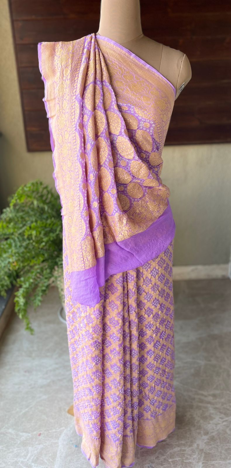 Astriti - Lavender Bandhani Banarasi Saree