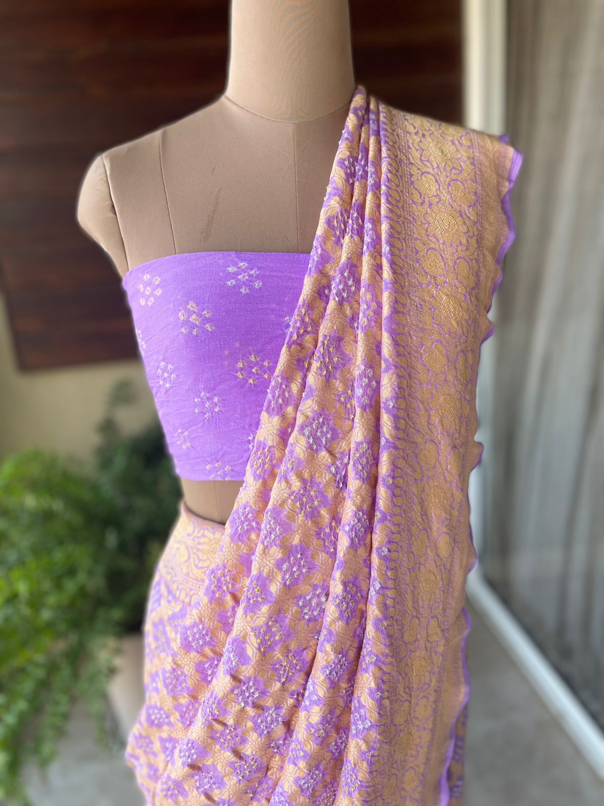 Astriti - Lavender Bandhani Banarasi Saree