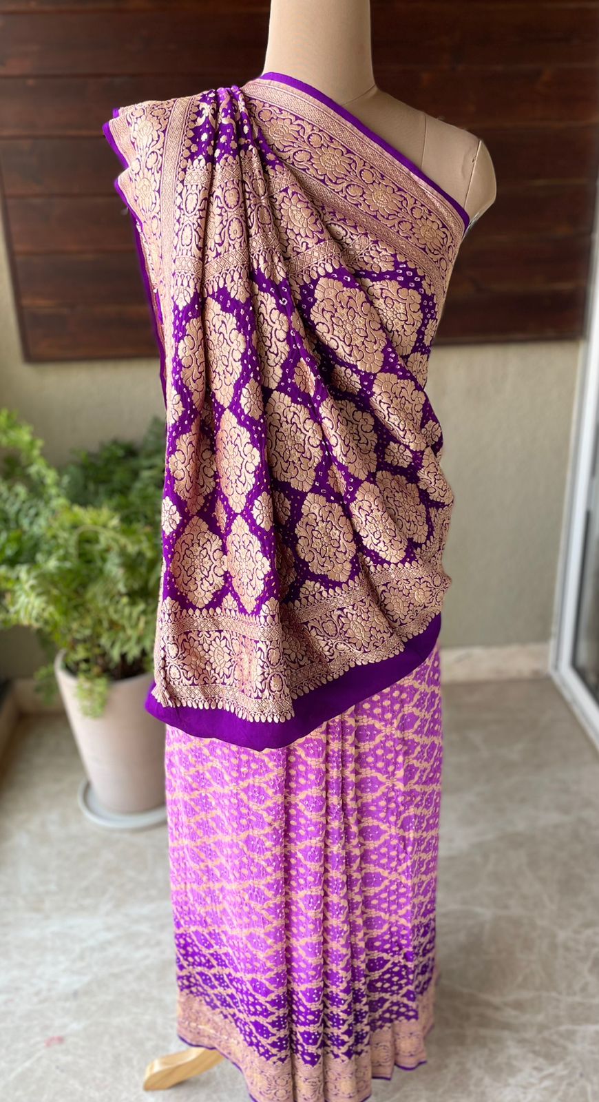 Gayathri - Purple Shaded Bandhani Banarasi Saree
