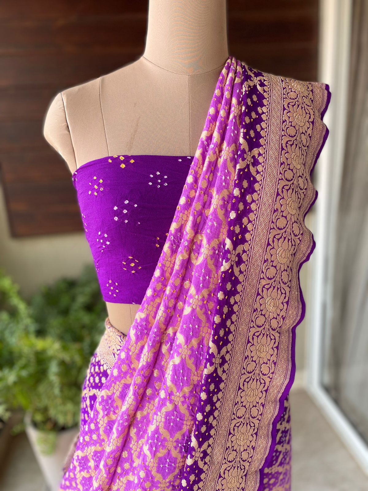 Gayathri - Purple Shaded Bandhani Banarasi Saree