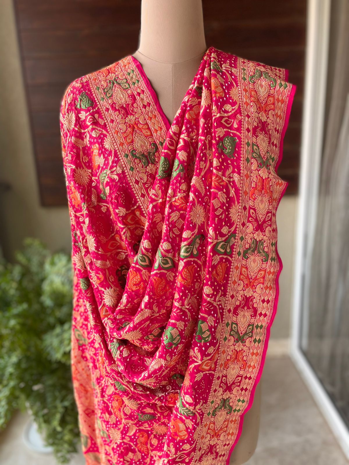 Anamika - Rose Pink Meenakari Tilfi Dupatta