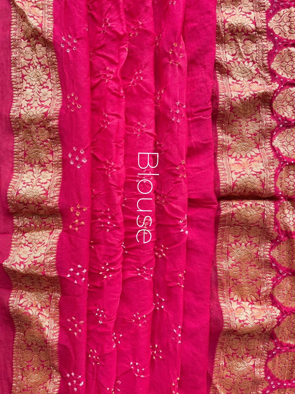Twisha - Rose Pink & Green Bandhani Banarasi Saree