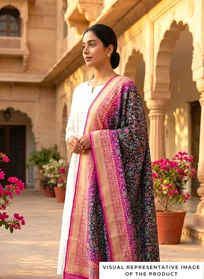 Yashvi - Pink & Blue Meenakari Bandhani Dupatta