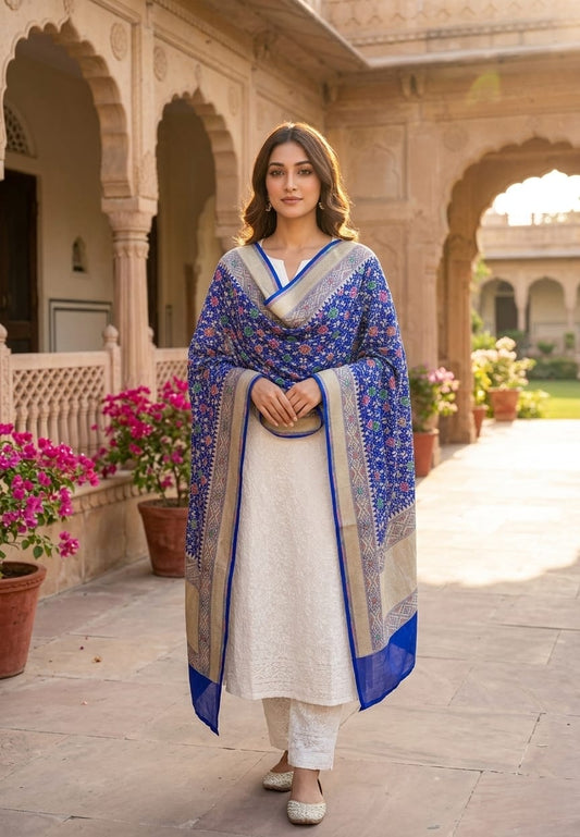 Niharika - Blue Sangeet Meenakari Bandhani Dupatta
