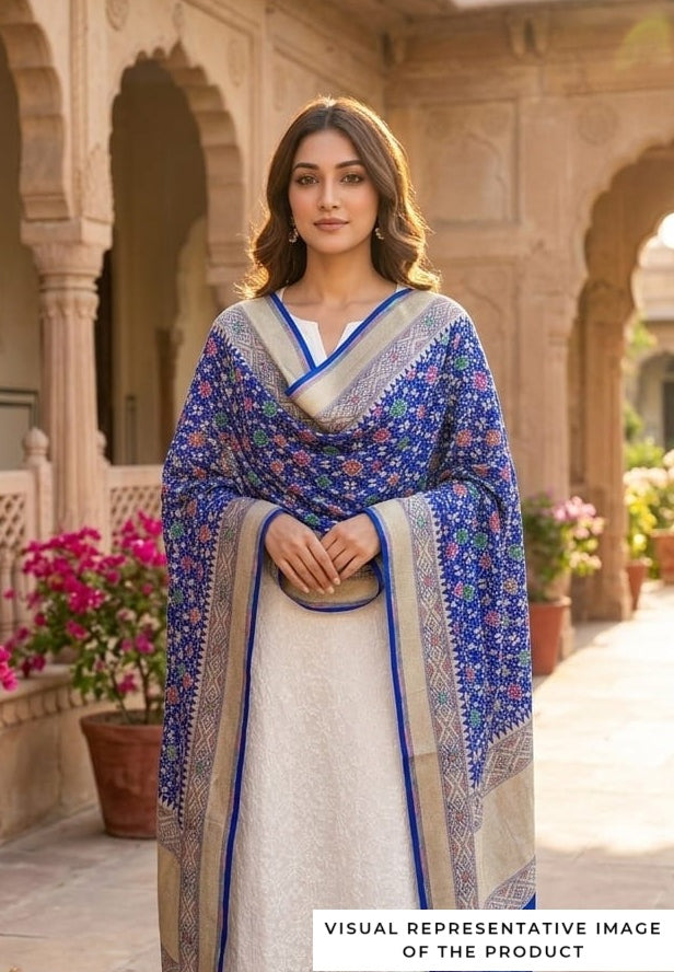Nargis - Blue Meenakari Bandhani Dupatta