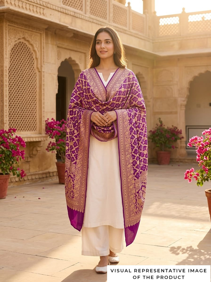 Bhavna - Purple Bandhani Banarasi Dupatta