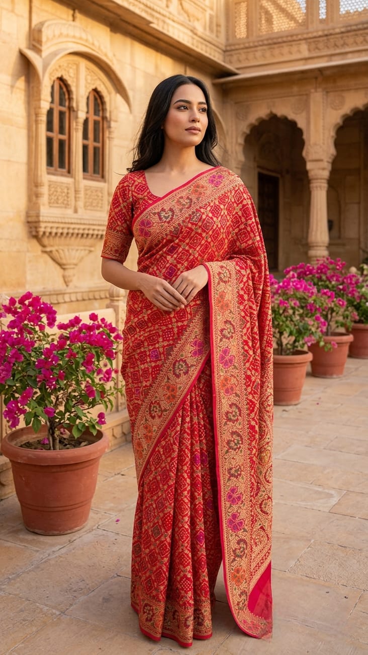 Vidhi - Red Bridal Meenakari Tilfi Saree
