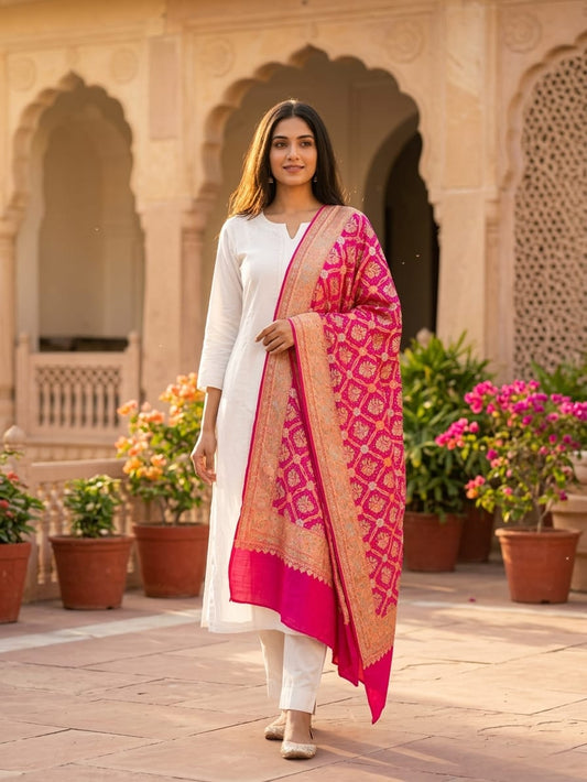 Ashita - Pink Wedding Meenakari Tilfi Dupatta