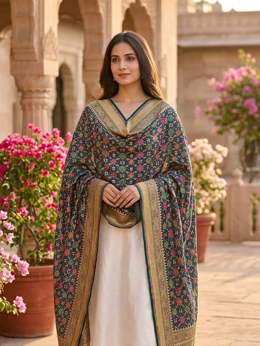 Abeer - Blue Meenakari Bandhani Dupatta