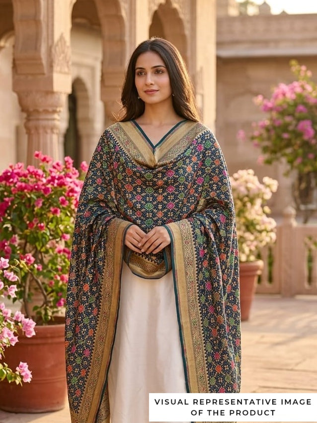 Abeer - Blue Meenakari Bandhani Dupatta
