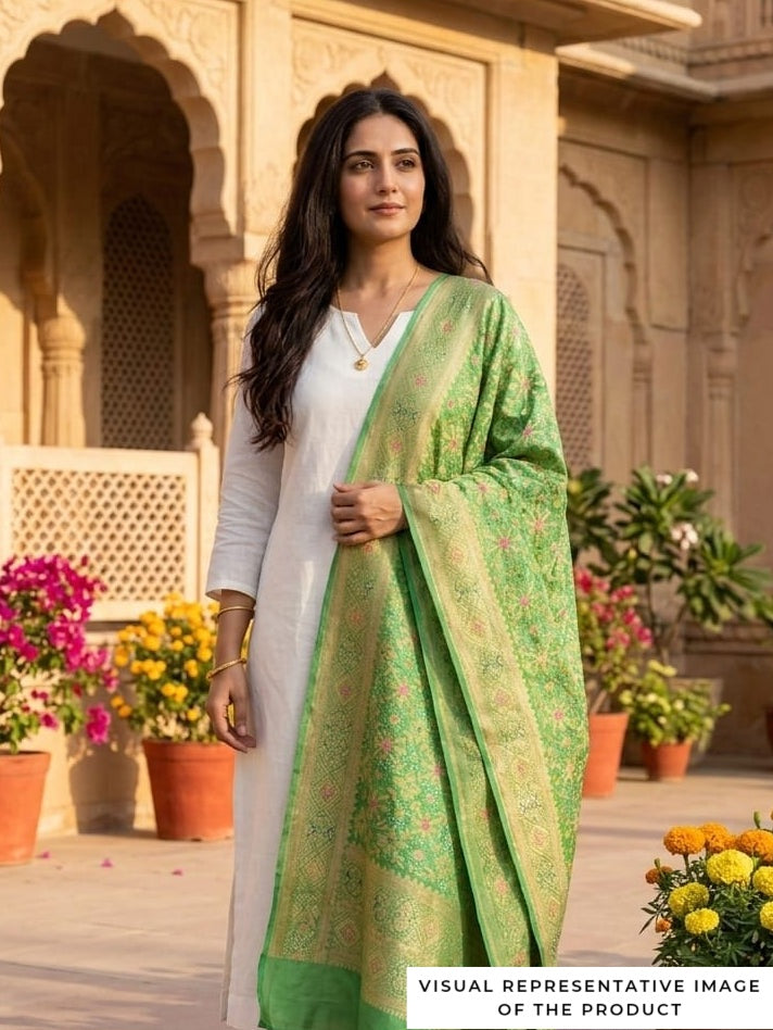 Arunya - Light Green Meenakari Bandhani Dupatta