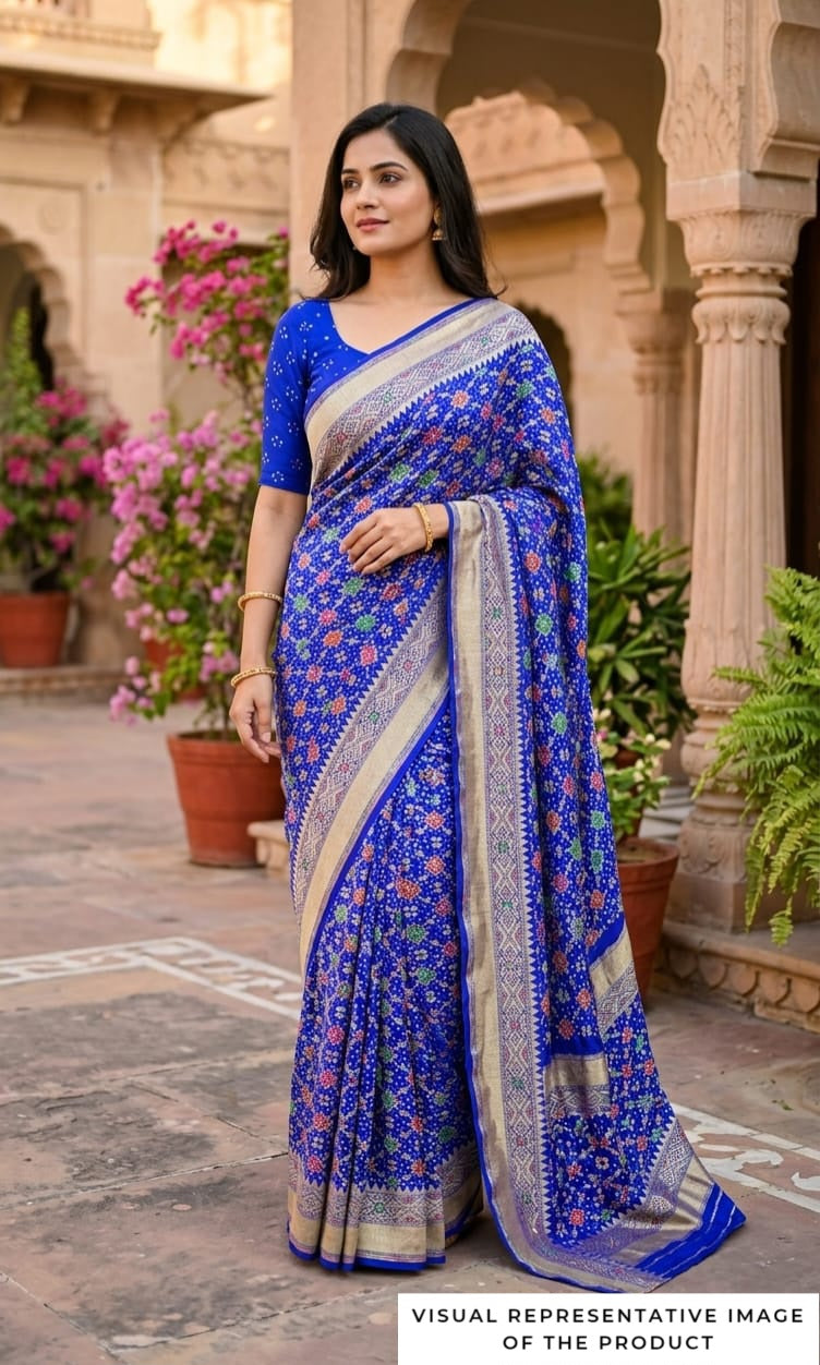Riddhi - Blue Meenakari Bandhani Saree