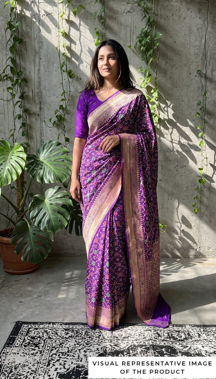 Meera - Purple Meenakari Bandhani Saree