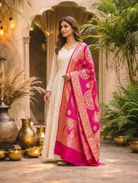 Maitri - Pink Meenakari Tilfi Dupatta