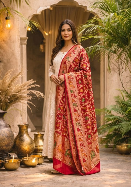 Astha - Red Meenakari Tilfi Dupatta