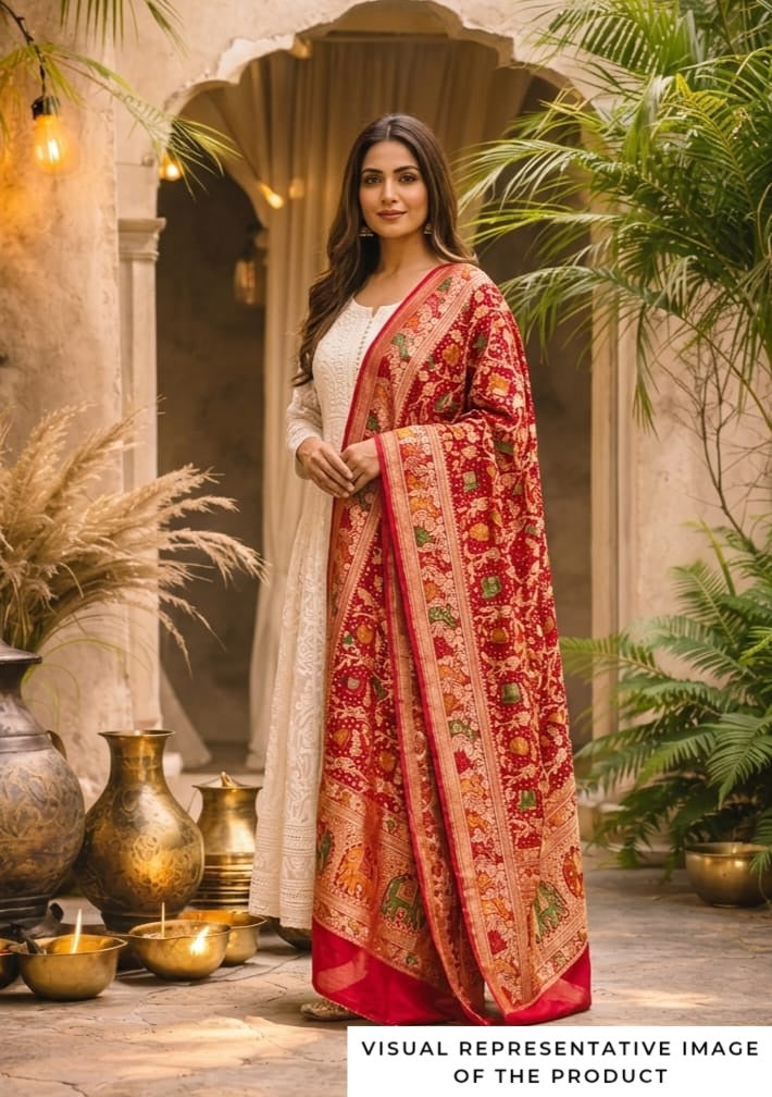 Astha - Red Meenakari Tilfi Dupatta