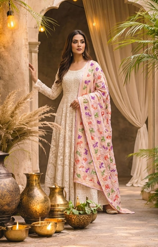 Harshi - Peach Meenakari Tilfi Dupatta
