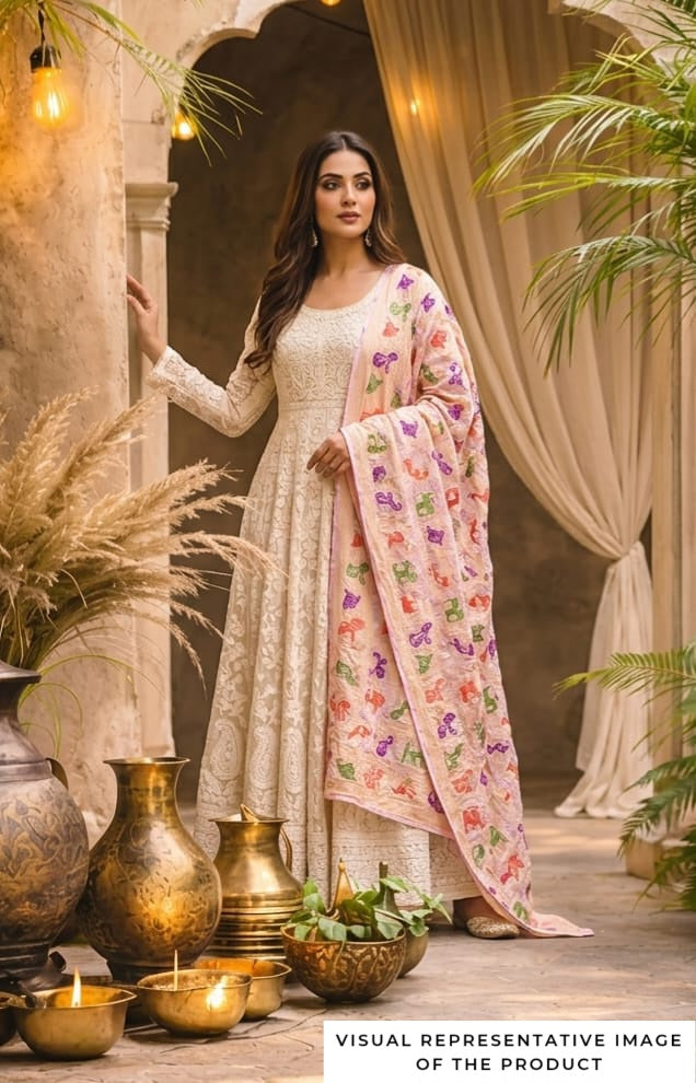 Harshi - Peach Meenakari Tilfi Dupatta