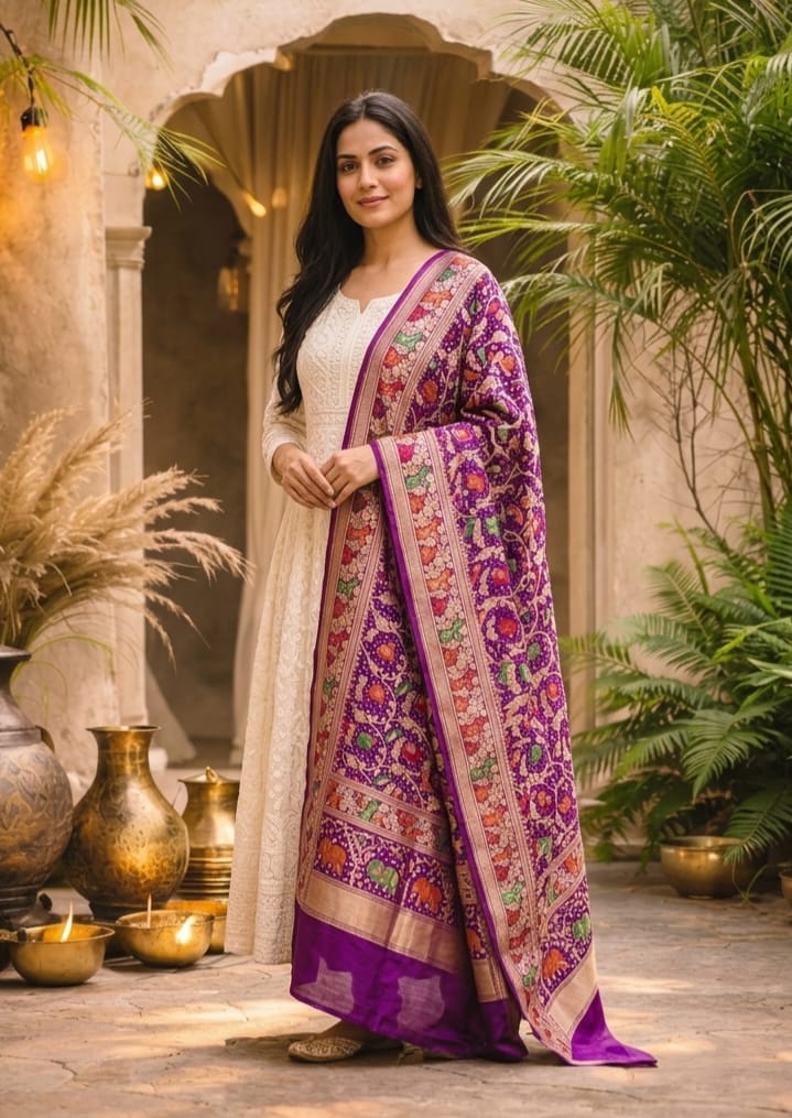 Gautami - Purple Meenakari Tilfi Dupatta