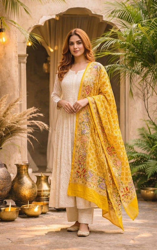 Baani - Yellow Meenakari Tilfi Dupatta