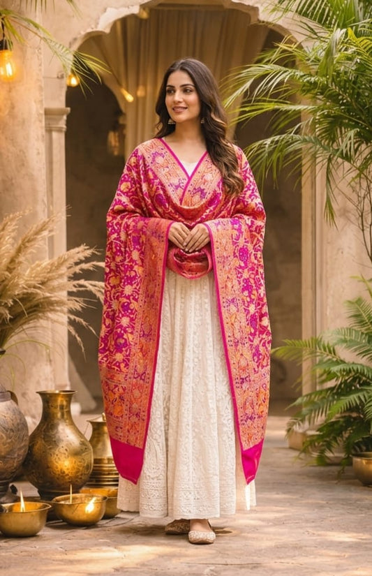 Hansika - Pink Meenakari Tilfi Dupatta