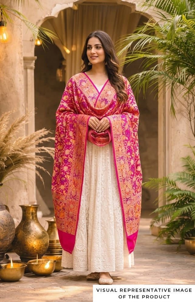 Hansika - Pink Meenakari Tilfi Dupatta