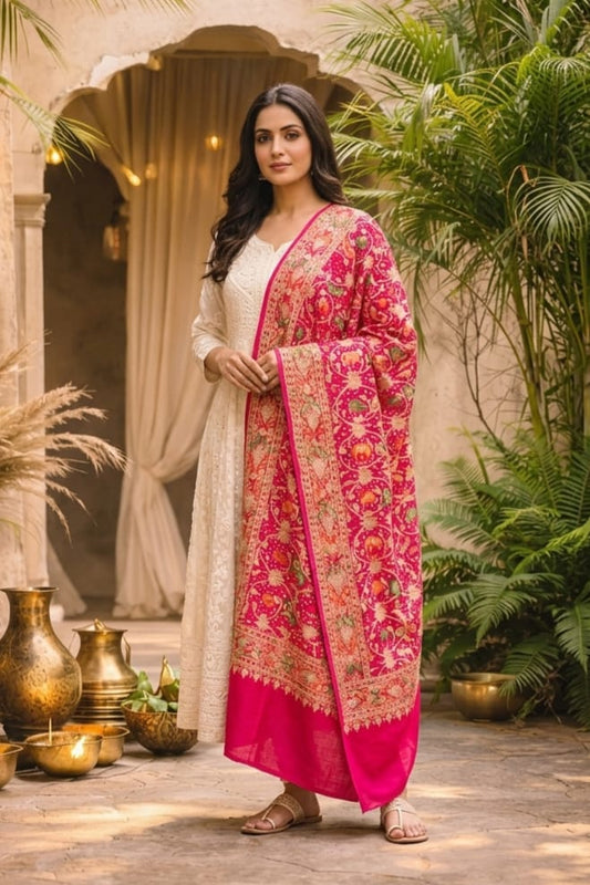 Anamika - Rose Pink Meenakari Tilfi Dupatta