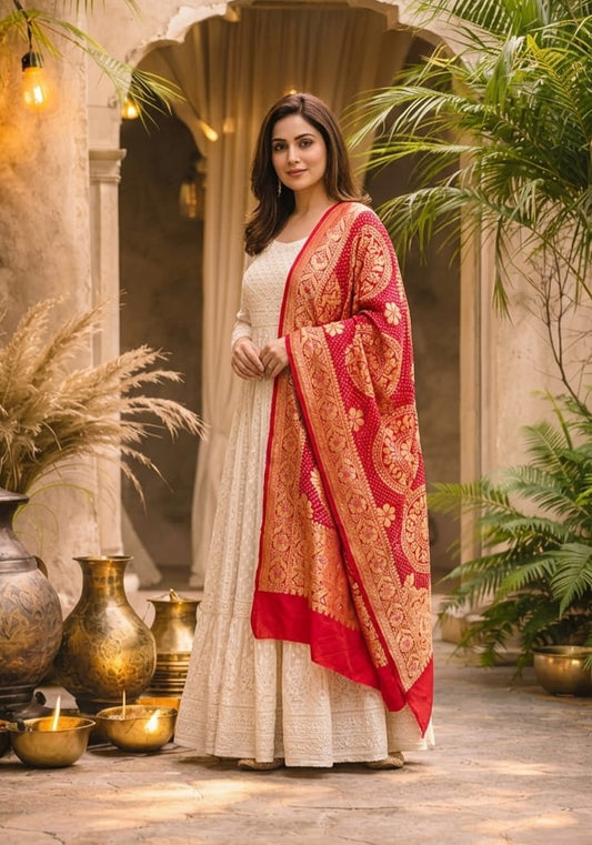 Adrika - Red Meenakari Tilfi Dupatta