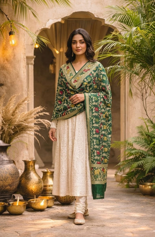 Vaidehi - Green Meenakari Tilfi Dupatta