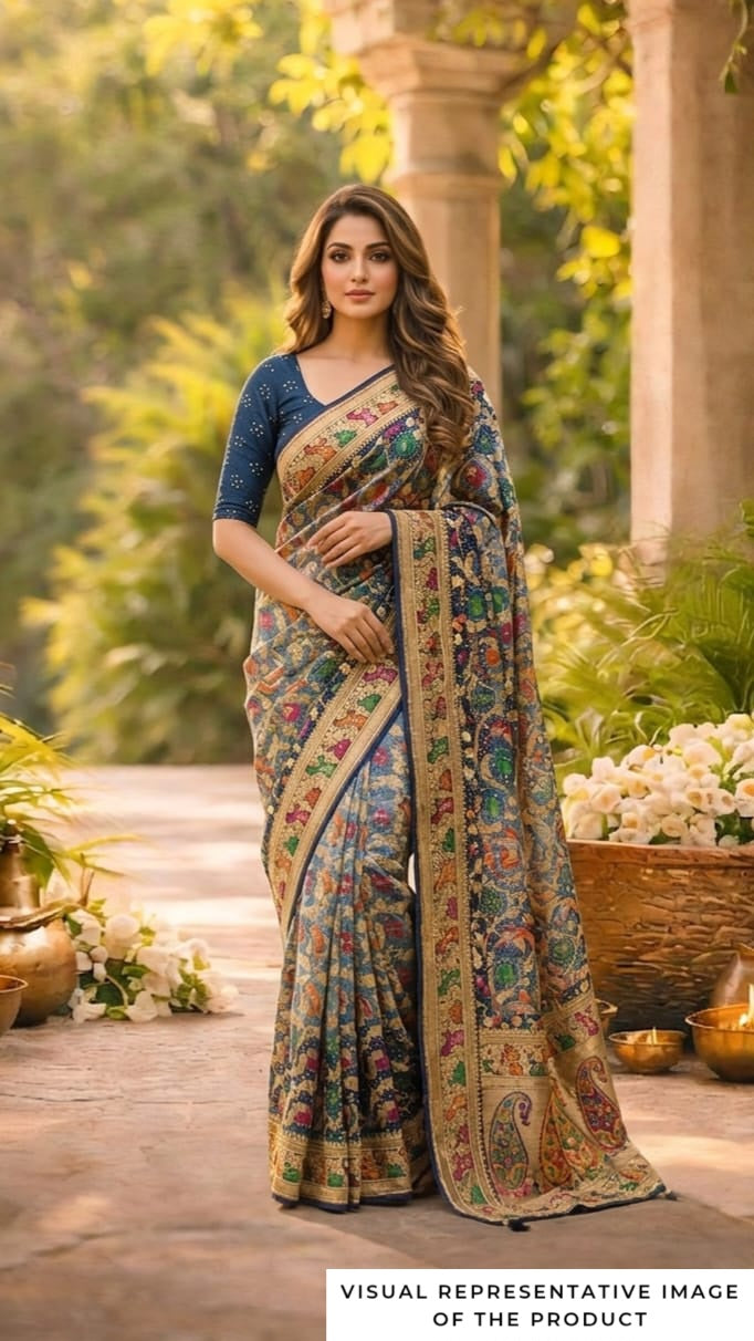 Saanjh - Blue Shaded Meenakari Tilfi Saree