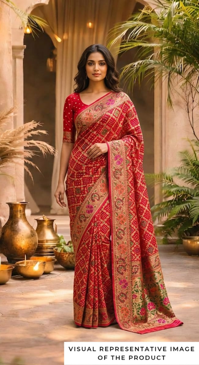 Vidhi - Red Meenakari Tilfi Saree