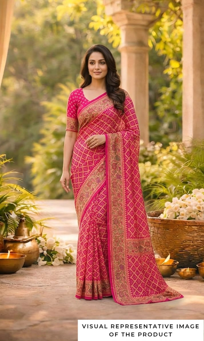 Kritika - Rose Pink Meenakari Tilfi Saree