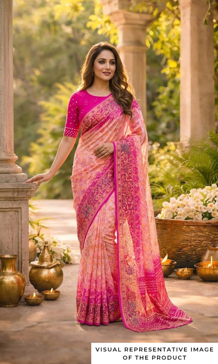Hetvi - Pink & Peach Meenakari Tilfi Saree