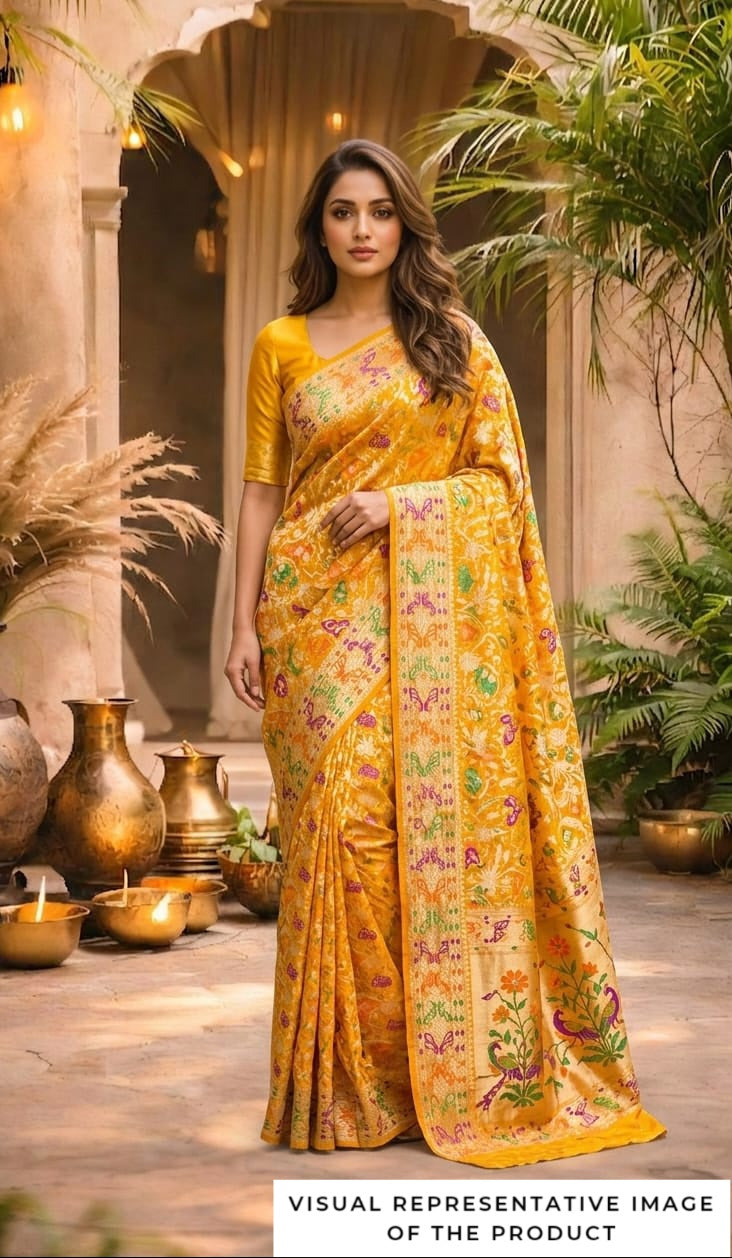 Aditi - Yellow Meenakari Tilfi Saree