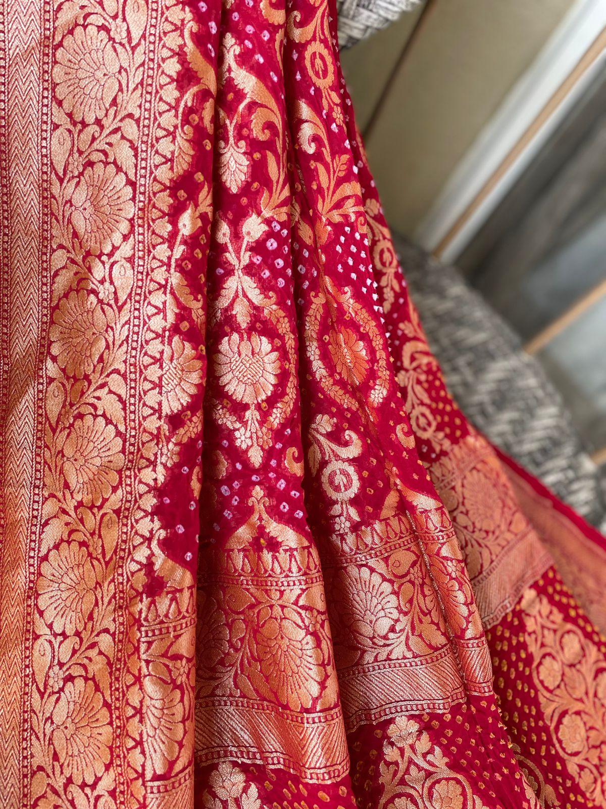 Trupti - Red Bandhani Banarasi Dupatta